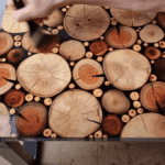 Epoxy Resin Peach Wood Coffee Table