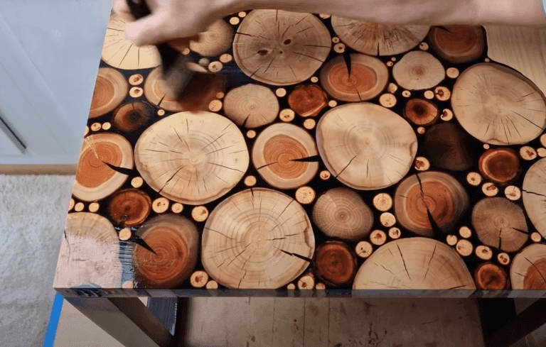 Epoxy Resin Peach Wood Coffee Table