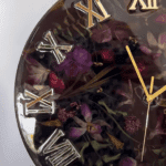 Epoxy Resin Flower Clock Black