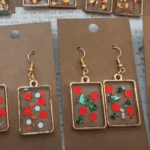 Christmas epoxy bezel earrings