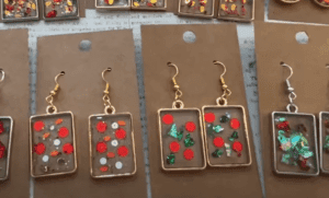 Christmas epoxy bezel earrings