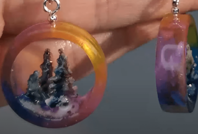 epoxy resin christmas tree earrings