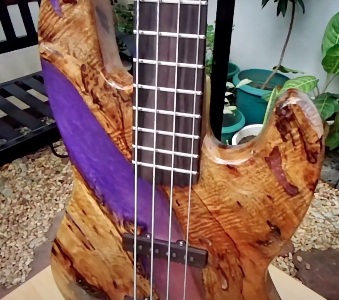 epoxy resin river guitar made of old reclaimed wood