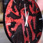 Red and Black Lava Epoxy Resin Clock