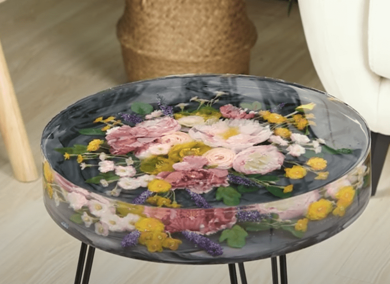 Epoxy Resin Floral Arrangement Chair Stool